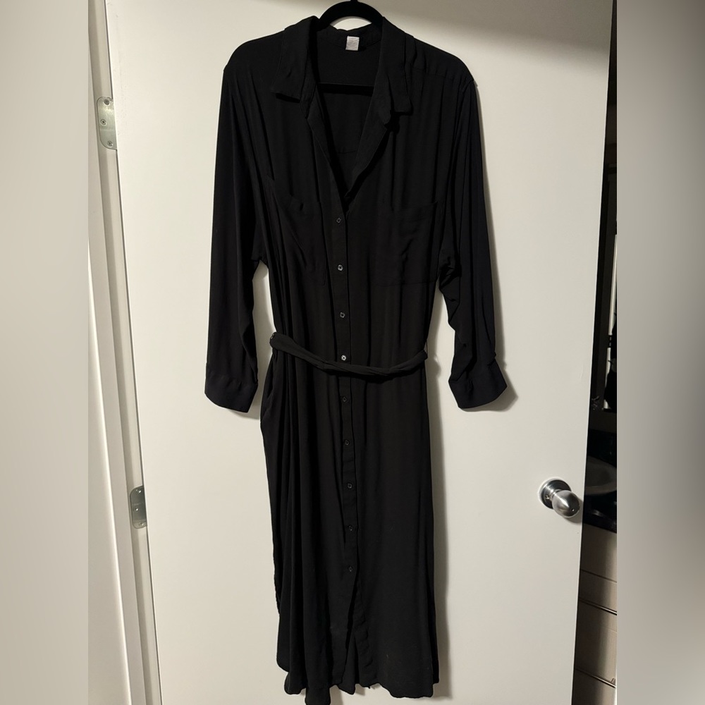 Button down shirt dress w/ belt